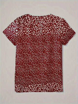 Casual Summer Top with V-Neck, Button Closure, and Short Sleeves