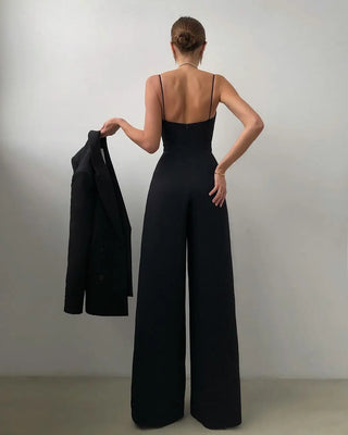 Sleeveless Jumpsuit with High Waist and Wide Legs