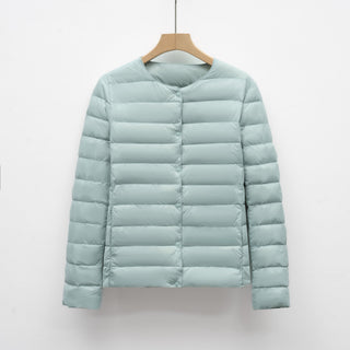 Collarless Portable Puffer for Spring and Winter