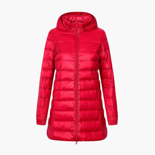 Women's Winter Down Jacket with Hood and Long Cut