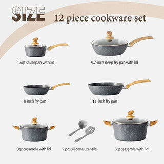 12-Piece Granite Coated Cookware