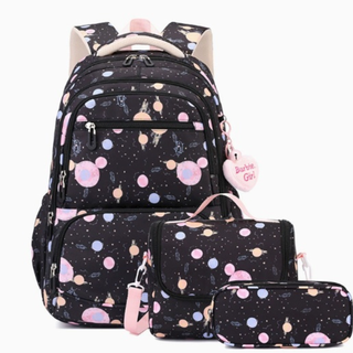 Three-piece Cartoon-print Set Backpack