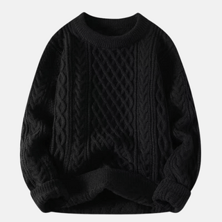 Men’s Solid Color Knitted Winter Sweater