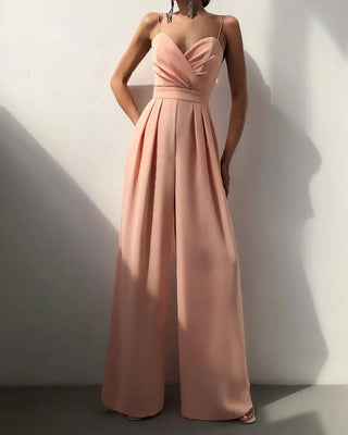Sleeveless Jumpsuit with High Waist and Wide Legs