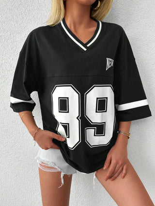 Oversized Casual Baseball/Football Shirt for Women