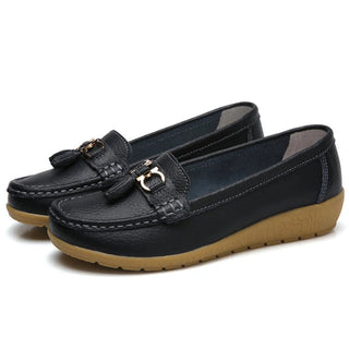 Leather Cut-Out Ballerina Flats for Women