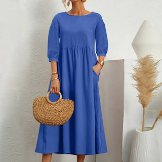 Casual Loose Patchwork Midi Dress Effortless Style Meets Everyday Comfort
