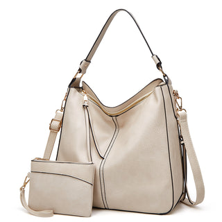 Classic Leather Shoulder Bag Sleek Gold Details