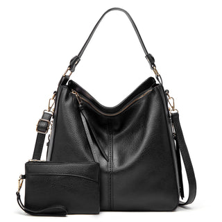 Classic Leather Shoulder Bag Sleek Gold Details