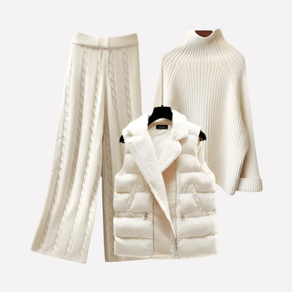 Women’s Turtleneck, Trousers, and Padded Vest