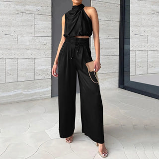 2-Piece Summer Set with Crop Top and Wide-Leg Pants