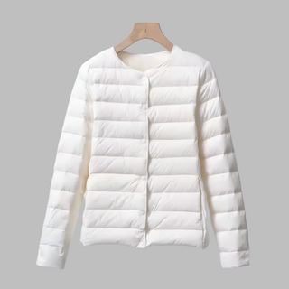 Collarless Portable Puffer for Spring and Winter