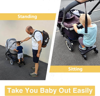 Easy-Swivel 2-Wheel Buggy Board with Seat for Strollers
