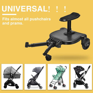 Easy-Swivel 2-Wheel Buggy Board with Seat for Strollers