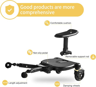 Easy-Swivel 2-Wheel Buggy Board with Seat for Strollers