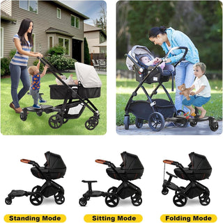 Easy-Swivel 2-Wheel Buggy Board with Seat for Strollers