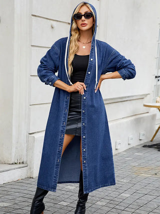 Woman Long Denim Trench Coat