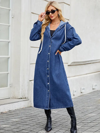 Woman Long Denim Trench Coat