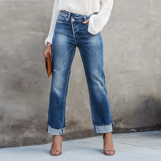 Women's Comfortable High-Waisted Denim Pants