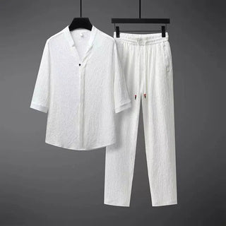 Vintage Linen Tracksuit Men's 2-Piece Set Classic Comfort with a Modern Twist