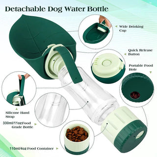 Portable Water &amp; Food Bottle for Dogs with 2-in-1 Design