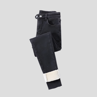 High-Waist Women's Winter Jeans Lined for Cold Days