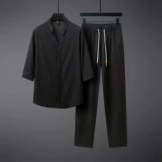 Vintage Linen Tracksuit Men's 2-Piece Set Classic Comfort with a Modern Twist
