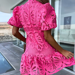 Elegant Mini Party Dress with Ruffles and Cut-Out Detail