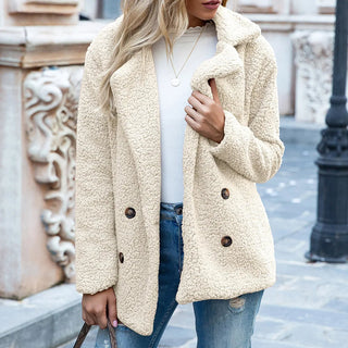 Mid-Length Coat with Double-Breasted Buttons Chic Warmth with a Timeless Silhouette