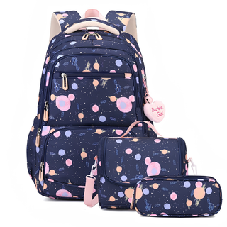 Three-piece Cartoon-print Set Backpack