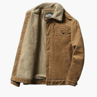 Men’s Corduroy Jacket with Sherpa Lining and Button Closure