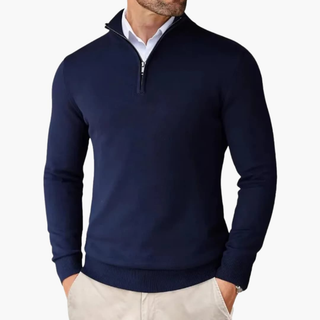 Men’s Pullover with Quarter Zip and Ribbed Hem