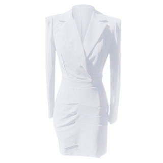 Trendy Women’s Mini Blazer Dress – Deep V and Long Sleeves