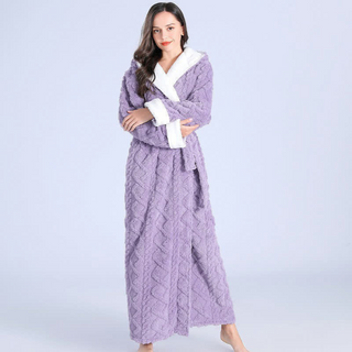 Ultimate Women’s Thick Hooded Flannel Bathrobe