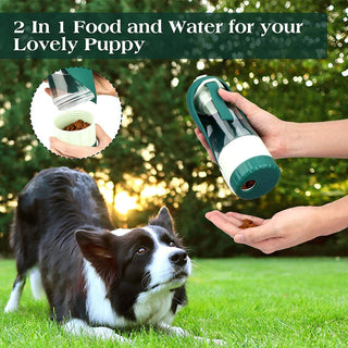 Portable Water &amp; Food Bottle for Dogs with 2-in-1 Design