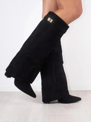 Knee-High Suede Boots with Heel