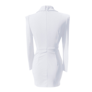 Trendy Women’s Mini Blazer Dress – Deep V and Long Sleeves
