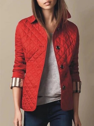Women’s Casual Quilted Jacket with Turned-Down Collar