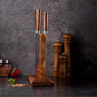 Efficient Kitchen Storage Magnetic Wood Knife Block