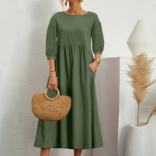 Casual Loose Patchwork Midi Dress Effortless Style Meets Everyday Comfort