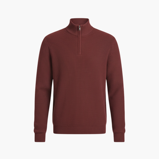 Men’s Ribbed Knit Pullover with Half-Zip Neckline