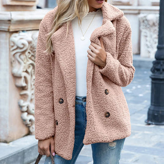 Mid-Length Coat with Double-Breasted Buttons Chic Warmth with a Timeless Silhouette