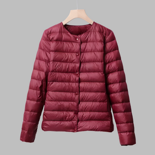 Collarless Portable Puffer for Spring and Winter