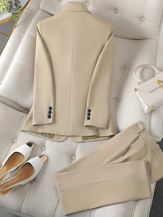 Women’s Classic Style Notched Lapel Blazer Set