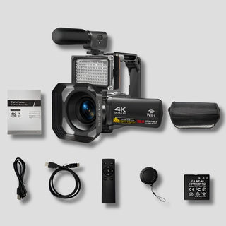 8K Camcorder – 64MP Photos Wifi Connect Full Creator Kit