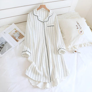 Lightweight Women’s Striped Cotton Gauze Nightgown