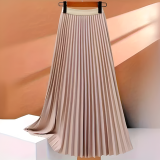 Satin Pleated High-Waist Skirt