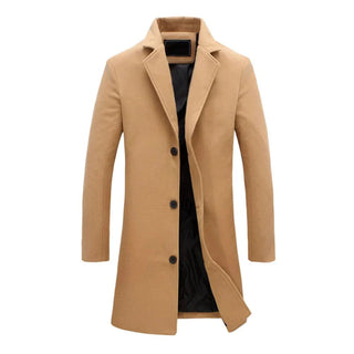 Men's Long Winter Coat with Notch Lapel