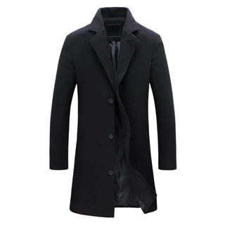 Men's Long Winter Coat with Notch Lapel