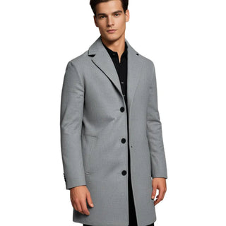 Men's Long Winter Coat with Notch Lapel
